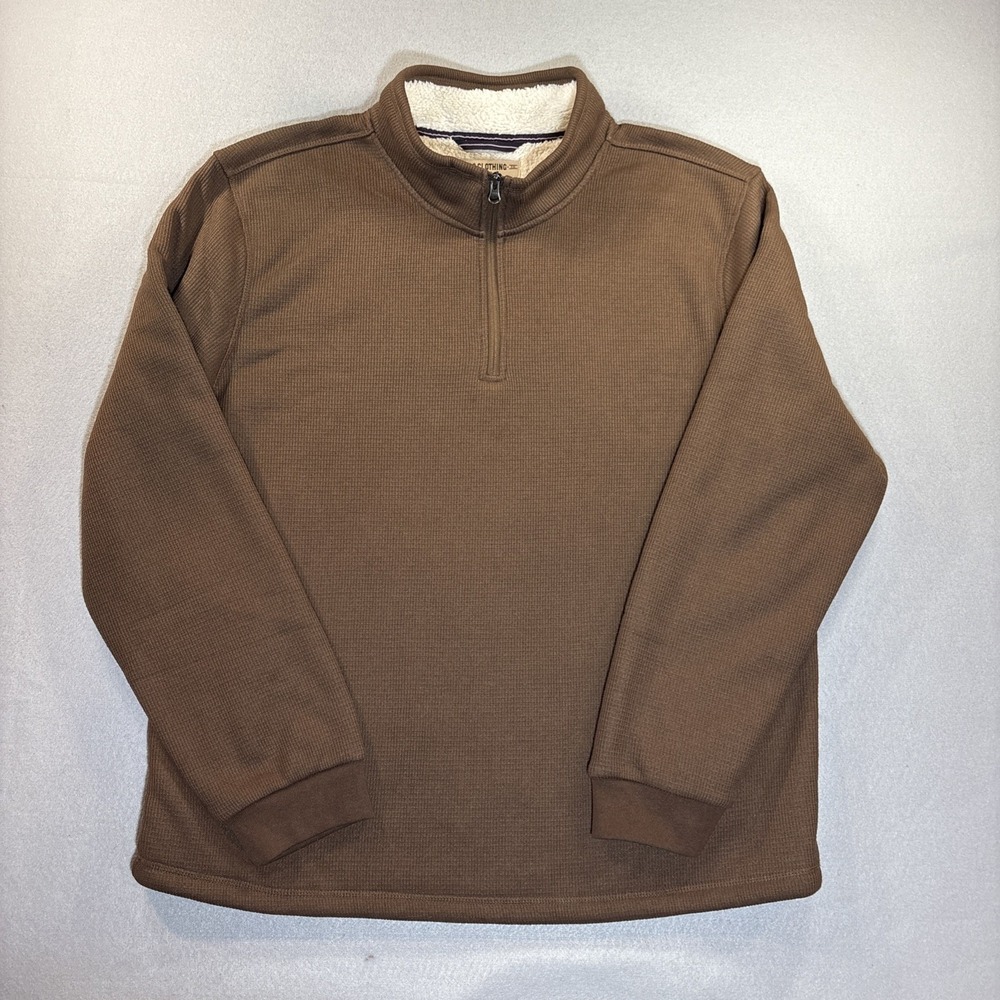 BC Clothing Heritage Men Sweatshirt XXL 2XL Brown Sherpa Quarter Zip Pullover
